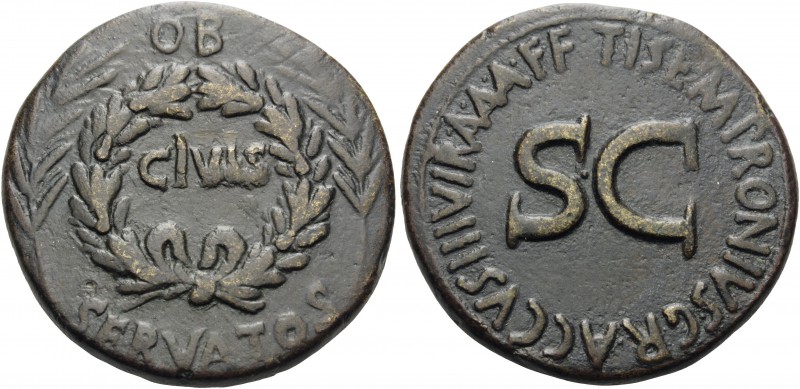 Augustus, 27 BC-AD 14. Sestertius (Orichalcum, 34 mm, 24.95 g, 9 h), under the m...