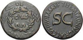 Augustus, 27 BC-AD 14. Sestertius (Orichalcum, 34 mm, 24.95 g, 9 h), under the moneyer Ti. Sempronius Graccus, Rome, 17 BC. OB / CIVIS / SERVATOS in t...