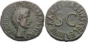 Augustus, 27 BC-AD 14. As (Copper, 26 mm, 10.48 g, 3 h), under the moneyer C. Cassus Celer, Rome, 16 BC. CAESAR AVGVSTVS TRIBVNIC POTEST Bare head of ...