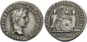 Augustus, 27 BC-AD 14. Denarius (Silver, 19 mm, 3.74 g, 10 h), Lugdunum, 2 BC-AD 4. CAESAR AVGVSTVS DIVI F PATER PATRIAE Laureate head of Augustus to ...