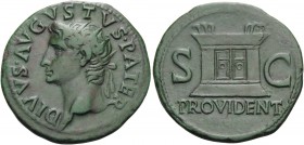 Divus Augustus, died AD 14. As (Copper, 30 mm, 10.33 g, 7 h), struck under Tiberius, Rome, 22/3-30. DIVVS AVGVSTVS PATER Radiate head of Augustus to l...