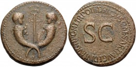 Tiberius & Germanicus Gemellus, 19-37/8 and 19-23/4, respectively. Sestertius (Orichalcum, 34 mm, 26.44 g, 5 h), struck under Tiberius in the name of ...