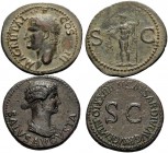 Livia and Agrippa. Dupondius (Orichalcum, 26.29 g). Lot of 2 Dupondii. 1 . Livia under Tiberius. 29 mm, 14.68 g 6h. RIC 47 (Tiberius). 2 . Agrippa und...