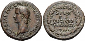 Gaius (Caligula), 37-41. Sestertius (Orichalcum, 35 mm, 28.22 g, 6 h), Rome, 37-38. C CAESAR AVG GERMANICVS PON M TR POT Laureate head of Caligula to ...