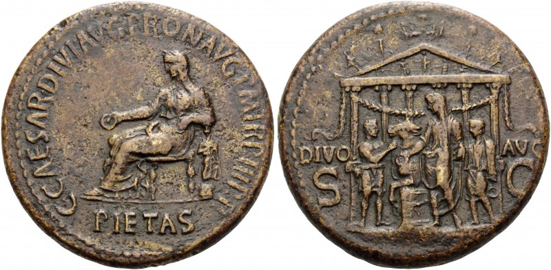 Gaius (Caligula), 37-41. Sestertius (Orichalcum, 35 mm, 28.74 g, 6 h), Rome, 39-...