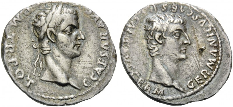 Gaius (Caligula), with Germanicus, 37-41. Denarius (Silver, 20 mm, 3.43 g, 4 h),...