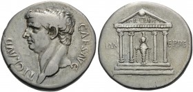 Claudius, 41-54. Cistophorus (Silver, 26 mm, 11.01 g, 7 h), Ephesus, 41-42. TI CLAVD CAES AVG Bare head of Claudius to left. Rev. DIAN EPHE Frontal vi...