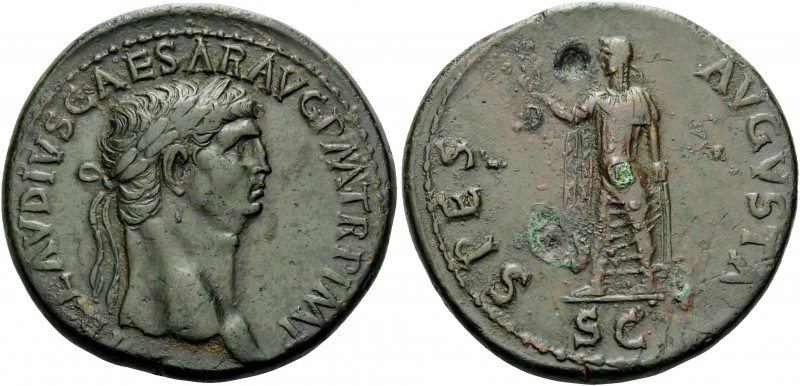 Claudius, 41-54. Sestertius (Orichalcum, 35 mm, 27.44 g, 6 h), Rome, 41-50. TI C...