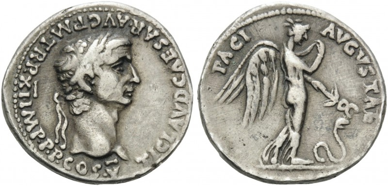 Claudius, 41-54. Denarius (Silver, 19 mm, 3.81 g, 4 h), Rome, 51-52. TI CLAVD CA...