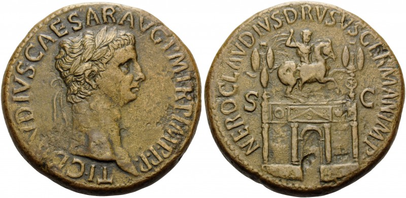 Claudius, 41-54. Sestertius (Orichalcum, 35 mm, 28.34 g, 7 h), Rome, 50-54. TI C...