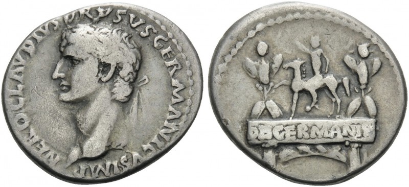 Nero Claudius Drusus, died 9 BC. Denarius (Silver, 18 mm, 3.72 g, 11 h), struck ...