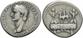Nero Claudius Drusus, died 9 BC. Denarius (Silver, 18 mm, 3.72 g, 11 h), struck under Claudius, Rome, 41-45. NERO CLAVDIVS DRVSVS GERMANICVS IMP Laure...
