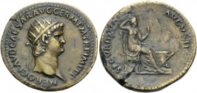 Nero, 54-68. Dupondius (Orichalcum, 30 mm, 14.19 g, 7 h), Rome, 63. NERO CLAVD CAESAR AVG GERM P M TR P IMP P P Radiate head of Nero to right. Rev. SE...