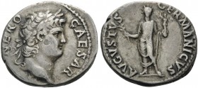 Nero, 54-68. Denarius (Silver, 18 mm, 3.30 g, 6 h), Rome, 64-65. NERO CAESAR Laureate head of Nero to right. Rev. AVGVSTVS GERMANICVS Nero, radiate an...