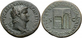 Nero, AD 54-68. Sestertius (Orichalcum, 35 mm, 25.64 g, 6 h), Rome, 65. NERO CLAVDIVS CAESAR AVG GER P M TR P IMP P P Laureate bust of Nero to right, ...