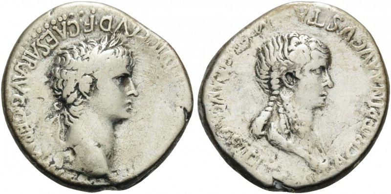 CAPPADOCIA. Caesaraea-Eusebia . Nero, with Agrippina Junior, 54-68. Didrachm (Si...