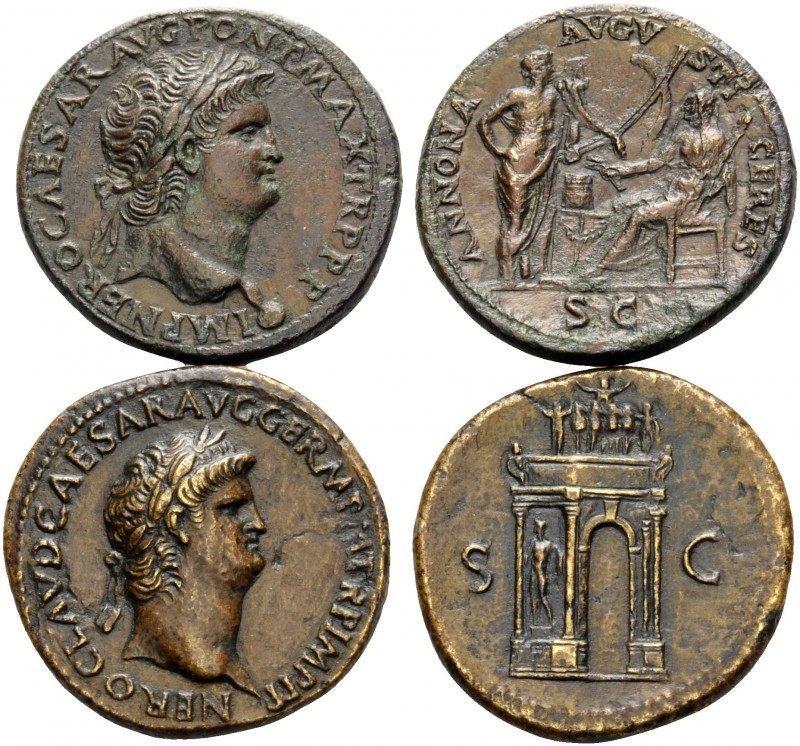 Nero, 54-68. Sestertius (Orichalcum, 52.53 g). Lot of 2 Slightly Tooled Sesterti...