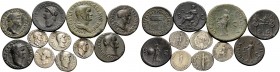 Nero, Galba, Otho and Vitellius. Lot of 5 Silver and 6 Bronze Coins. 1 . Nero. Dupondius, 29 mm, 15.43 g, 5h. RIC 294. 2 . Nero. As, 26 mm, 11.07 g, 6...