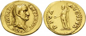 Galba, 68-69. Aureus (Gold, 22 mm, 7.18 g, 5 h), Rome. IMP SER GALBA CAESAR AVG Laureate and draped bust of Galba seen from behind. Rev. DIVA AVGVSTA ...