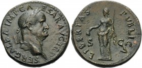 Galba, 68-69. Sestertius (Orichalcum, 32 mm, 26.86 g, 5 h), Rome, circa October 68. SER GALBA IMP CAESAR AVG TR P Laureate head of Galba to right. Rev...