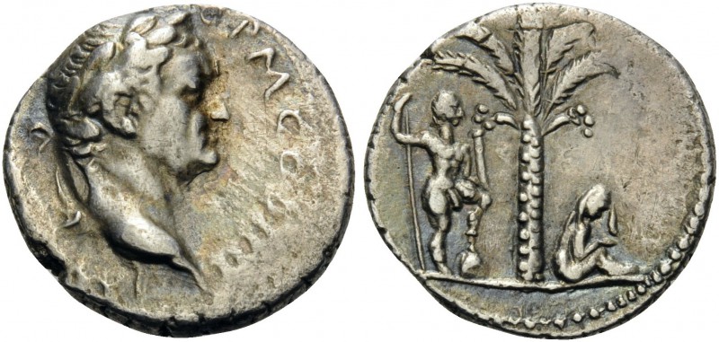 Vespasian, 69-79. Denarius (Silver, 17 mm, 3.07 g, 5 h), "Judaea Capta" type, An...