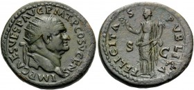 Vespasian, 69-79. Dupondius (Orichalcum, 28 mm, 13.90 g, 5 h), Rome, 74. IMP CAES VESP AVG P M T P COS V CENS Radiate head of Vespasian to right. Rev....
