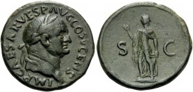 Vespasian, 69-79. As (Copper, 27 mm, 10.69 g, 6 h), Rome, 74. IMP CAESAR VESP AVG COS V CENS Laureate head of Vespasian to right. Rev. Spes standing t...