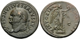 Vespasian, 69-79. As (Copper, 27 mm, 11.21 g, 4 h), Rome, 77-78. IMP CAESAR VESPASIAN COS VIII Laureate head of Vespasian to left. Rev. VICTORIA AVGVS...