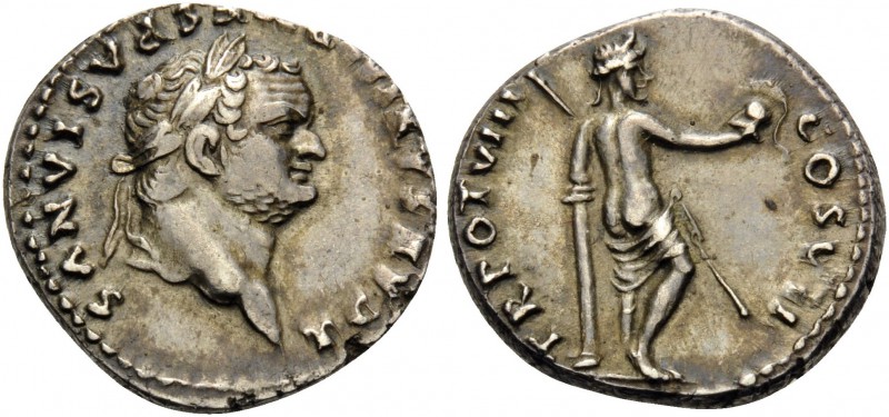 Titus, as Caesar, 69-79. Denarius (Silver, 18 mm, 3.34 g, 5 h), struck under Ves...