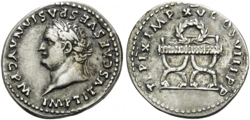 Titus, 79-81. Denarius (Silver, 18 mm, 3.45 g, 6 h), Rome, 80. IMP TITVS CAES VE...