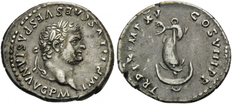 Titus, 79-81. Denarius (Silver, 19 mm, 3.48 g, 6 h), Rome, January - June 80. IM...
