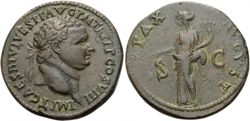 Titus, 79-81. Sestertius (Orichalcum, 35 mm, 25.36 g, 6 h), Eastern mint, most l...