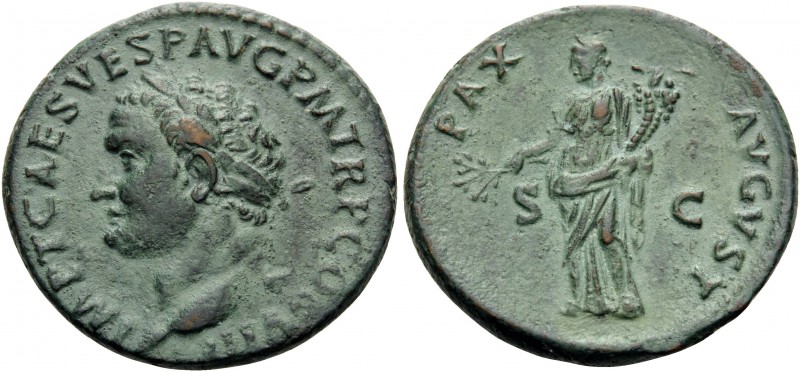Titus, 79-81. As (Copper, 27 mm, 10.67 g, 6 h), Rome, 80-81. IMP T CAES VESP AVG...
