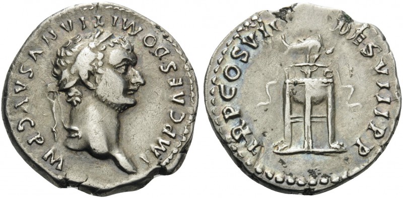 Domitian, 81-96. Denarius (Silver, 19 mm, 3.32 g, 6 h), Rome, 81. IMP C DOMITIAN...