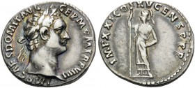 Domitian, 81-96. Denarius (Silver, 19 mm, 3.59 g, 6 h), Rome, 90-91. IMP CAES DOMIT AVG GERM P M TR P VIIII Laureate head of Domitian to right. Rev. I...