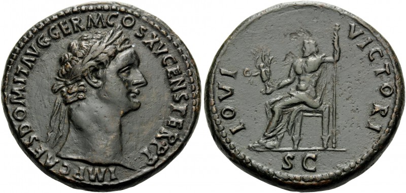 Domitian, 81-96. Sestertius (Orichalcum, 35 mm, 29.25 g, 6 h), Rome, 90-91. IMP ...