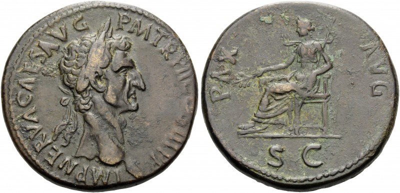 Nerva, 96-98. Sestertius (Orichalcum, 33 mm, 24.86 g, 6 h), Rome, 97. IMP NERVA ...