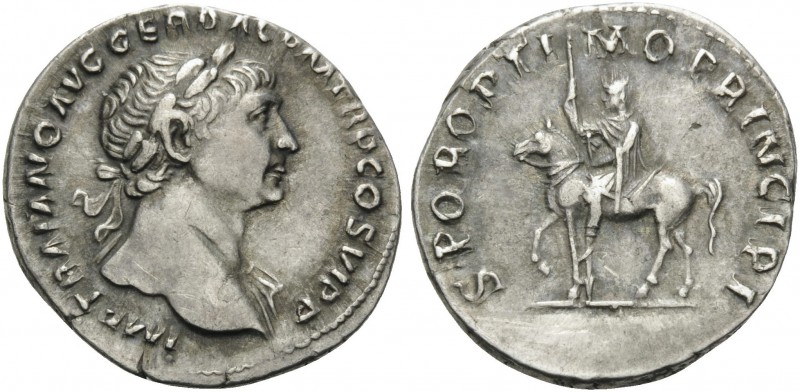 Trajan, 98-117. Denarius (Silver, 19 mm, 3.22 g, 7 h), Rome, 112-117. IMP TRAIAN...