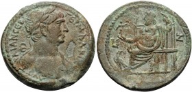 EGYPT. Alexandria . Trajan, 98-117. Drachm (Bronze, 33 mm, 21.26 g, 1 h), Year 17 = 113-114. AVT TPAIAN CEB ΓEPM ΔAKIK Laureate bust of Trajan to righ...