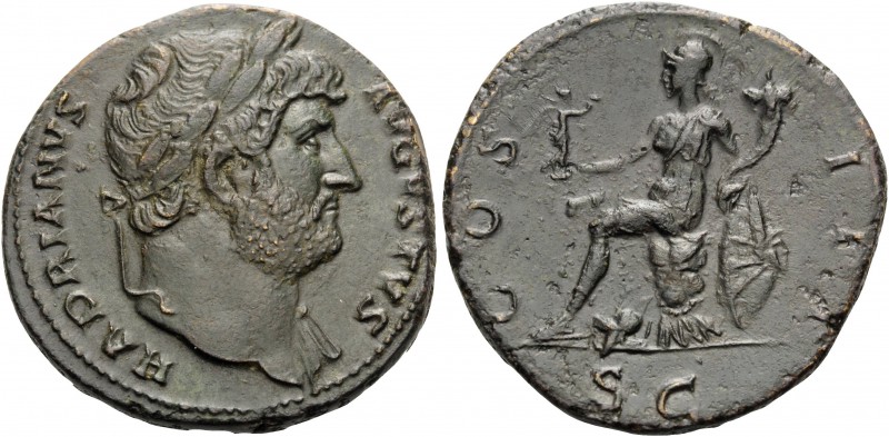 Hadrian, 117-138. Sestertius (Orichalcum, 33 mm, 23.65 g, 5 h), Rome, 124-128. H...