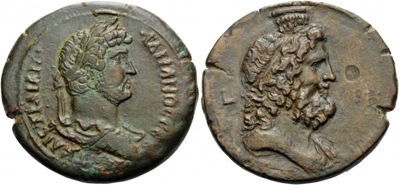 EGYPT. Alexandria . Hadrian, 117-138. Drachm (Bronze, 33 mm, 24.65 g, 12 h), dat...