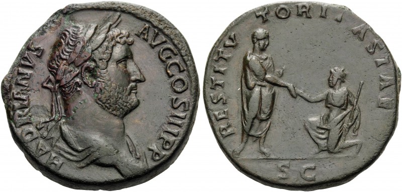 Hadrian, 117-138. Sestertius (Orichalcum, 32 mm, 25.94 g, 12 h), Rome, 134-138. ...