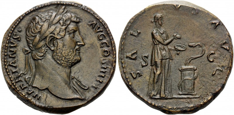 Hadrian, 117-138. Sestertius (Orichalcum, 32 mm, 27.82 g, 6 h), Rome, 134-138. H...