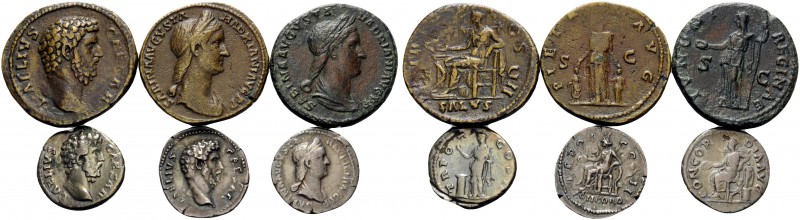 Sabina and Aelius, 117-138. (42.00 g). Lot of 6 Coins of Sabina and Aelius: Sabi...
