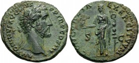 Antoninus Pius, 138-161. As (Copper, 28 mm, 9.07 g, 11 h), Rome, 140-144. ANTONINVS AVG PIVS P P TR P COS III Laureate head of Antoninus Pius to right...
