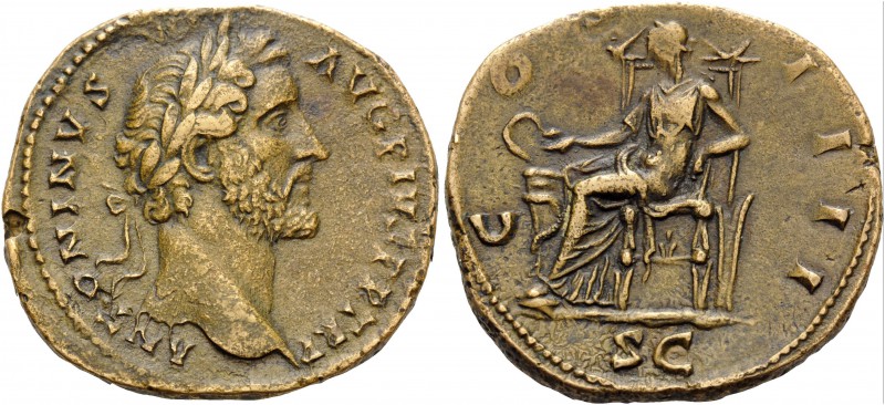 Antoninus Pius, 138-161. Sestertius (Orichalcum, 31 mm, 24.80 g, 6 h), Rome, 145...