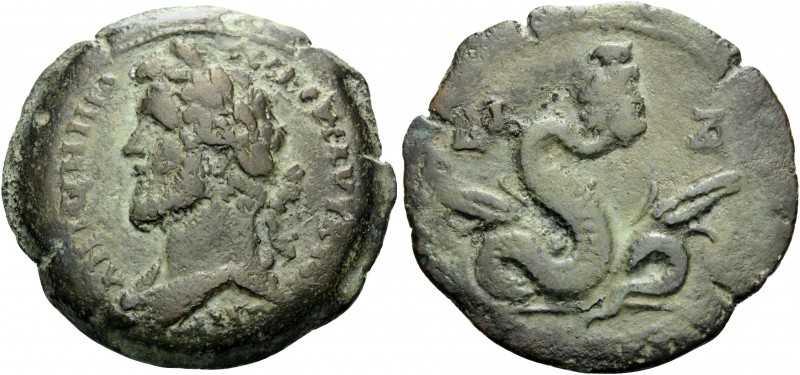 EGYPT. Alexandria . Antoninus Pius, 138-161. Drachm (Bronze, 35 mm, 21.56 g, 12 ...