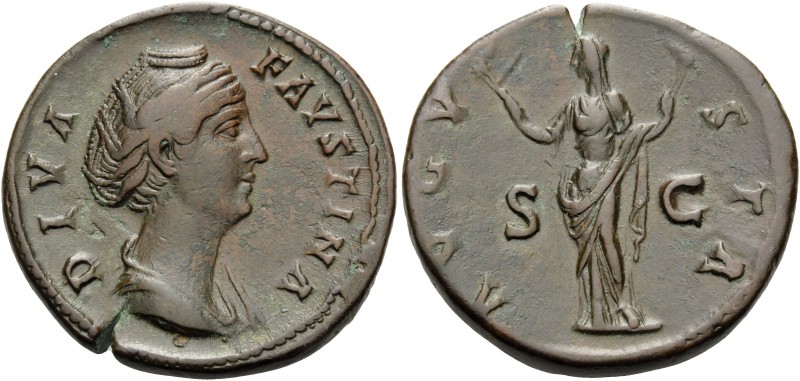 Diva Faustina Senior, died 140/1. Sestertius (Orichalcum, 32 mm, 25.84 g, 5 h), ...