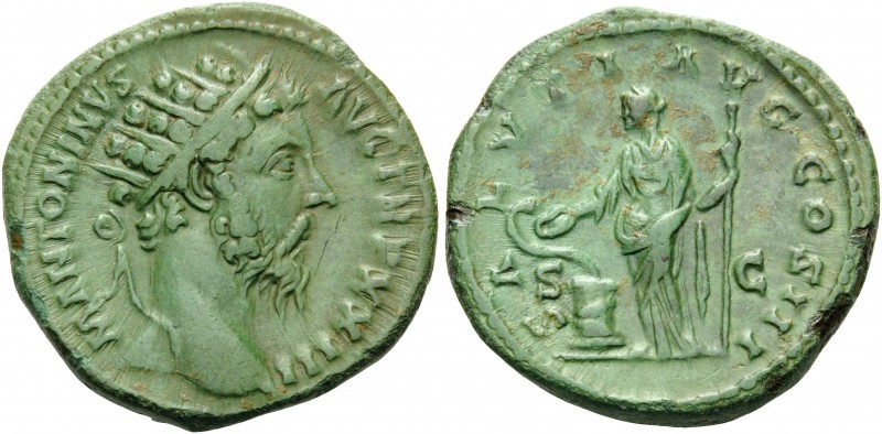 Marcus Aurelius, 161-180. Dupondius (Orichalcum, 27 mm, 13.12 g, 7 h), Rome, 168...