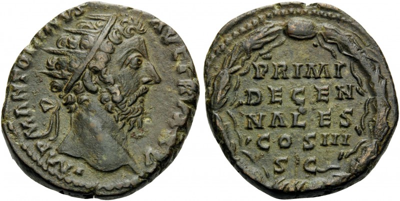 Marcus Aurelius, 161-180. Dupondius (Orichalcum, 23 mm, 9.94 g, 6 h), Rome, 170-...